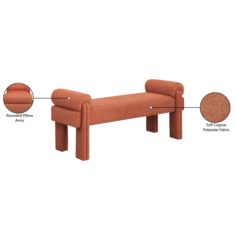 Meridian Stefano Cognac Polyester Fabric Bench IMAGE 8