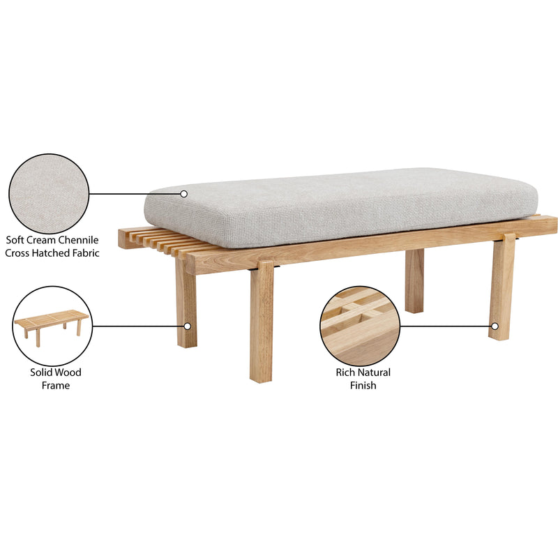 Meridian Naya Cream Chenille Fabric Bench IMAGE 10