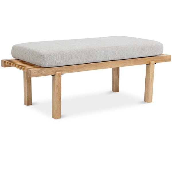 Meridian Naya Cream Chenille Fabric Bench IMAGE 1