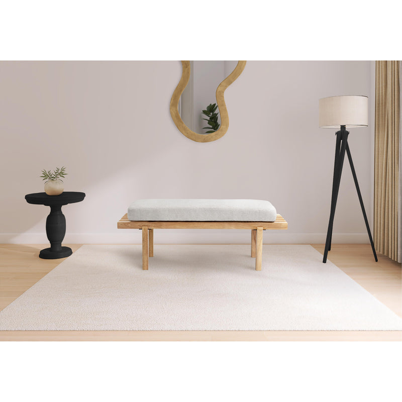Meridian Naya Cream Chenille Fabric Bench IMAGE 2