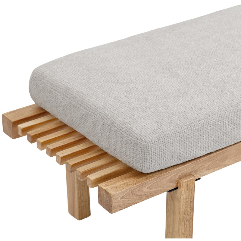 Meridian Naya Cream Chenille Fabric Bench IMAGE 8