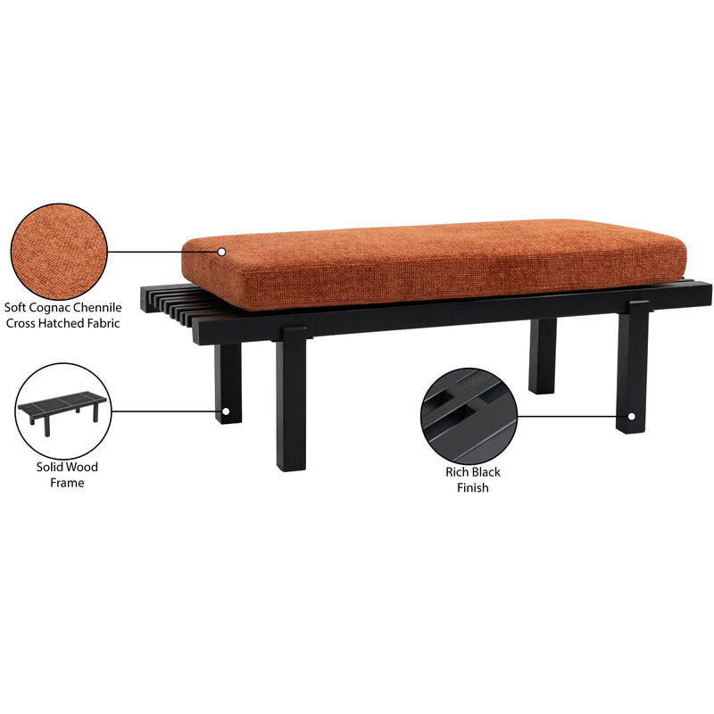 Meridian Naya Cognac Chenille Fabric Bench IMAGE 10