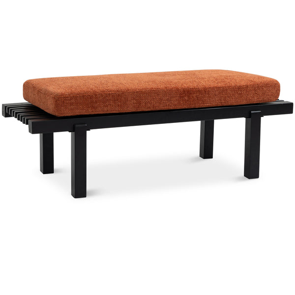 Meridian Naya Cognac Chenille Fabric Bench IMAGE 1