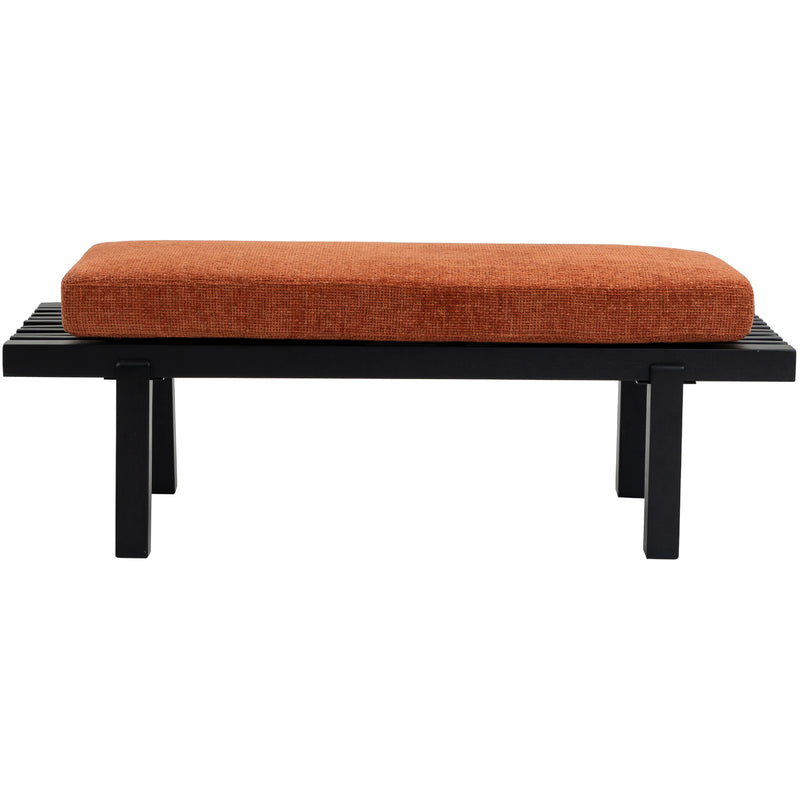 Meridian Naya Cognac Chenille Fabric Bench IMAGE 4