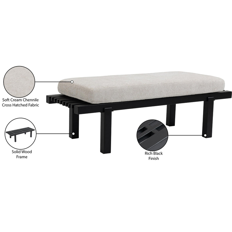 Meridian Naya Cream Chenille Fabric Bench IMAGE 10