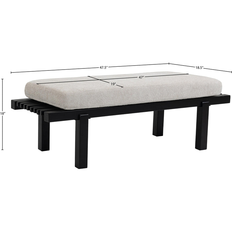 Meridian Naya Cream Chenille Fabric Bench IMAGE 11