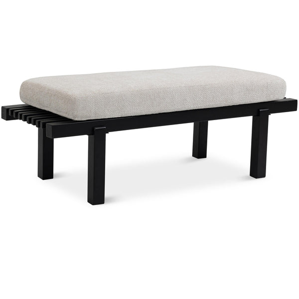 Meridian Naya Cream Chenille Fabric Bench IMAGE 1