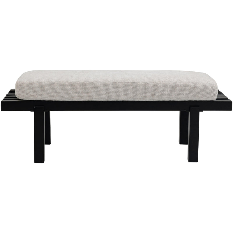 Meridian Naya Cream Chenille Fabric Bench IMAGE 4