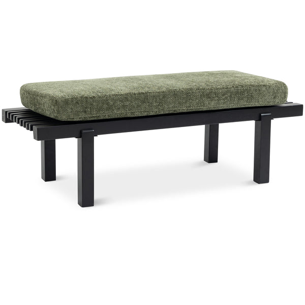 Meridian Naya Green Chenille Fabric Bench IMAGE 1