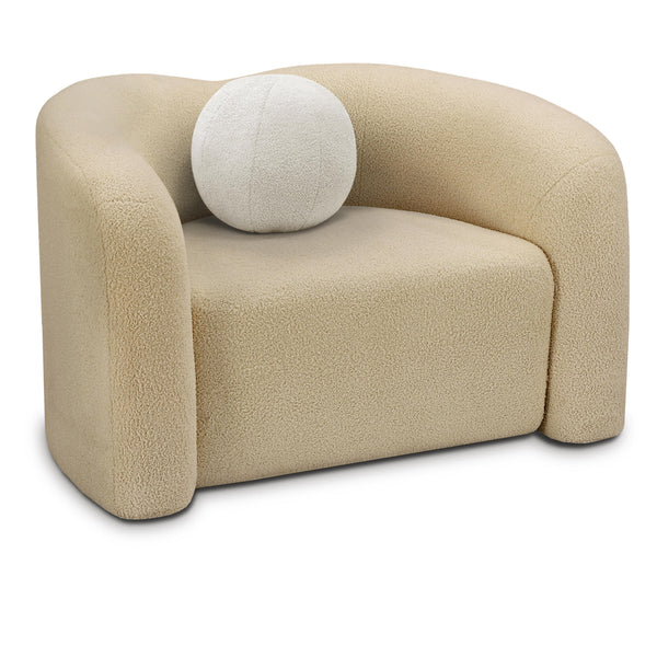 Meridian Kali Beige Faux Shearling Teddy Fabric Chair IMAGE 1