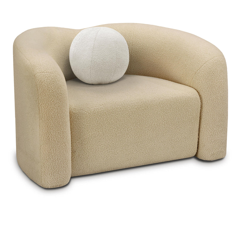 Meridian Kali Beige Faux Shearling Teddy Fabric Chair IMAGE 1
