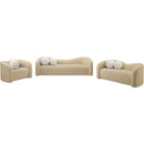 Meridian Kali Beige Faux Shearling Teddy Fabric Loveseat IMAGE 12
