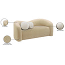 Meridian Kali Beige Faux Shearling Teddy Fabric Loveseat IMAGE 15