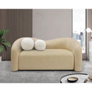 Meridian Kali Beige Faux Shearling Teddy Fabric Loveseat IMAGE 2