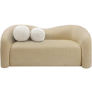 Meridian Kali Beige Faux Shearling Teddy Fabric Loveseat IMAGE 4