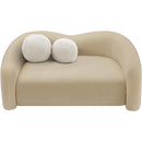 Meridian Kali Beige Faux Shearling Teddy Fabric Loveseat IMAGE 5
