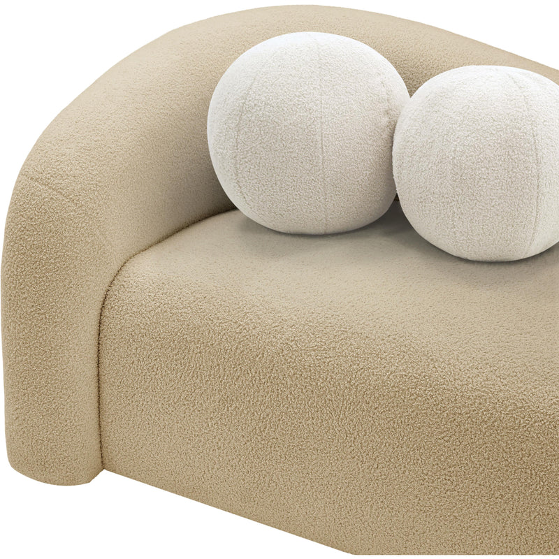 Meridian Kali Beige Faux Shearling Teddy Fabric Loveseat IMAGE 8