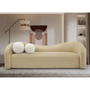 Meridian Kali Beige Faux Shearling Teddy Fabric Sofa IMAGE 2