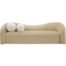 Meridian Kali Beige Faux Shearling Teddy Fabric Sofa IMAGE 4