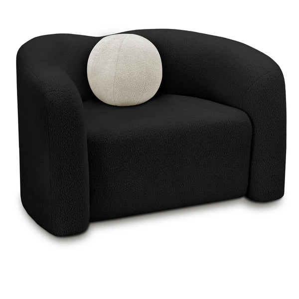 Meridian Kali Black Faux Shearling Teddy Fabric Chair IMAGE 1