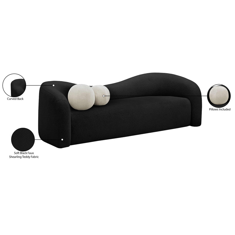 Meridian Kali Black Faux Shearling Teddy Fabric Sofa IMAGE 15