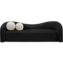 Meridian Kali Black Faux Shearling Teddy Fabric Sofa IMAGE 4