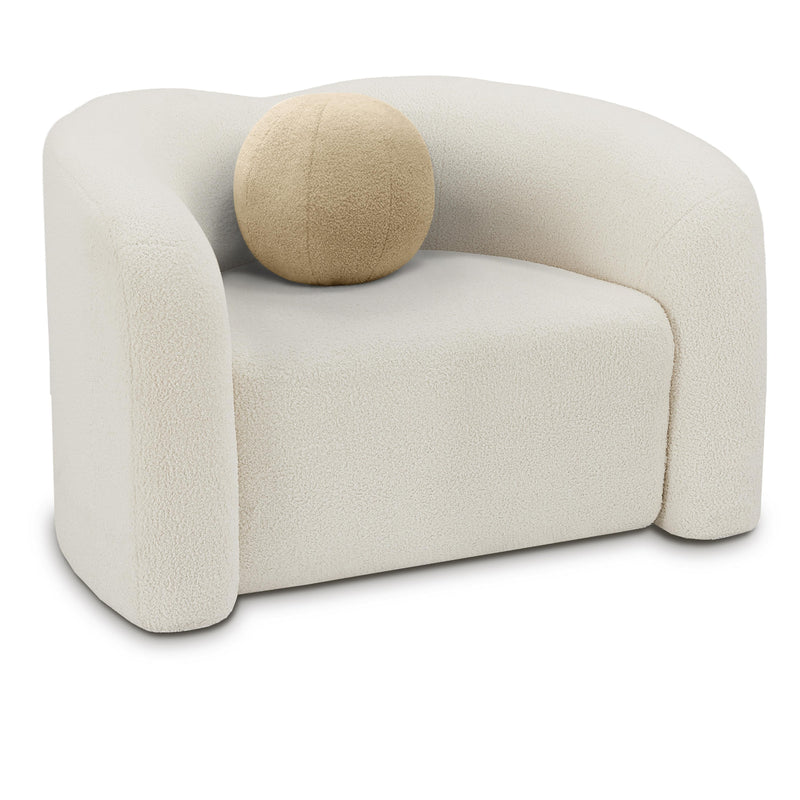 Meridian Kali Cream Faux Shearling Teddy Fabric Chair IMAGE 1