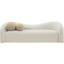 Meridian Kali Cream Faux Shearling Teddy Fabric Sofa IMAGE 4