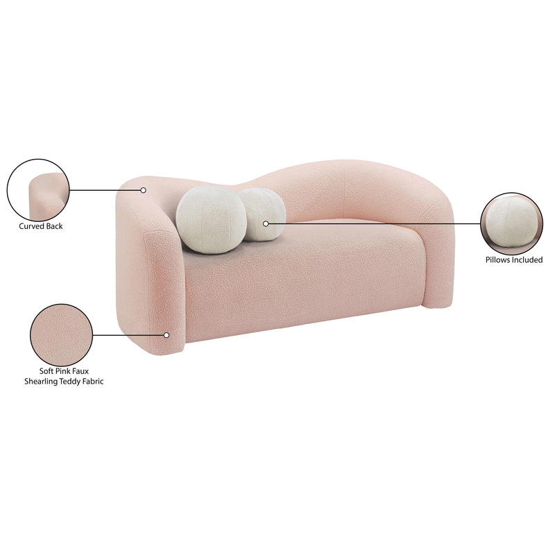Meridian Kali Pink Faux Shearling Teddy Fabric Loveseat IMAGE 15