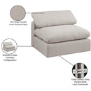 Meridian Comfy Beige Linen Textured Fabric Modular Armless Chair IMAGE 10