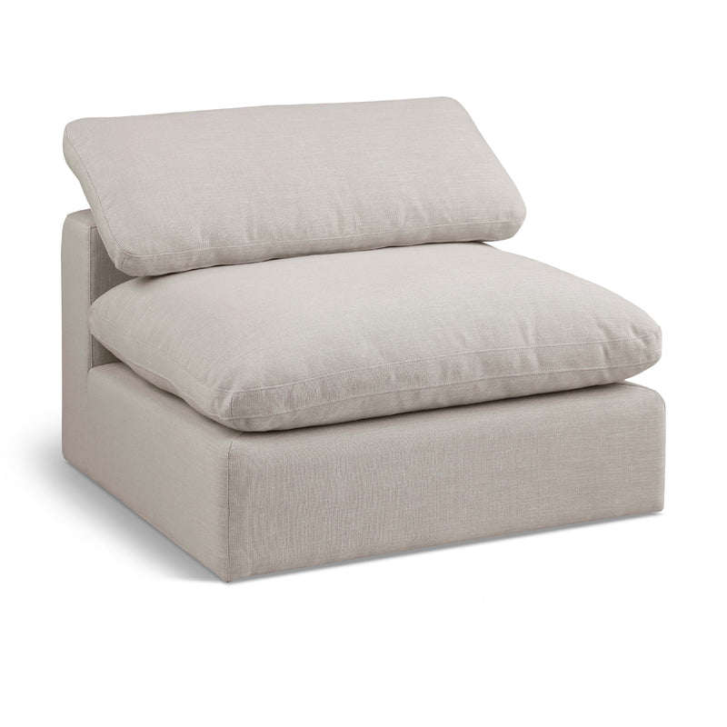 Meridian Comfy Beige Linen Textured Fabric Modular Armless Chair IMAGE 1