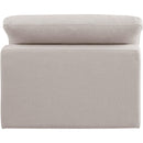 Meridian Comfy Beige Linen Textured Fabric Modular Armless Chair IMAGE 3