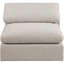 Meridian Comfy Beige Linen Textured Fabric Modular Armless Chair IMAGE 4
