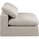 Meridian Comfy Beige Linen Textured Fabric Modular Armless Chair IMAGE 5