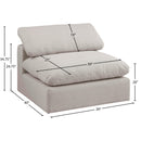 Meridian Comfy Beige Linen Textured Fabric Modular Armless Chair IMAGE 9