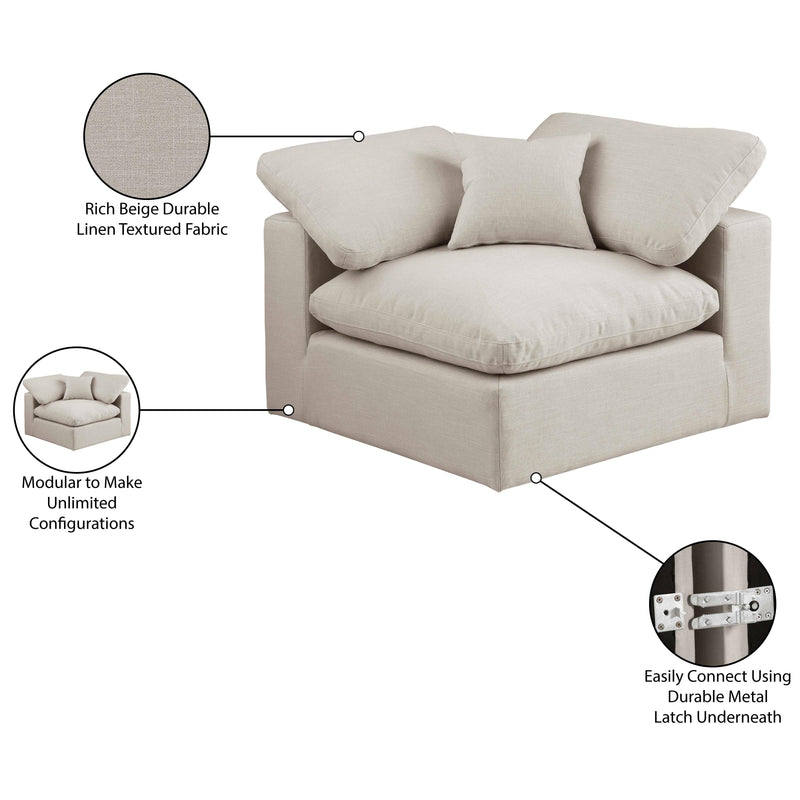 Meridian Comfy Beige Linen Textured Fabric Modular Corner Chair IMAGE 10