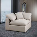 Meridian Comfy Beige Linen Textured Fabric Modular Corner Chair IMAGE 2