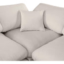 Meridian Comfy Beige Linen Textured Fabric Modular Corner Chair IMAGE 7