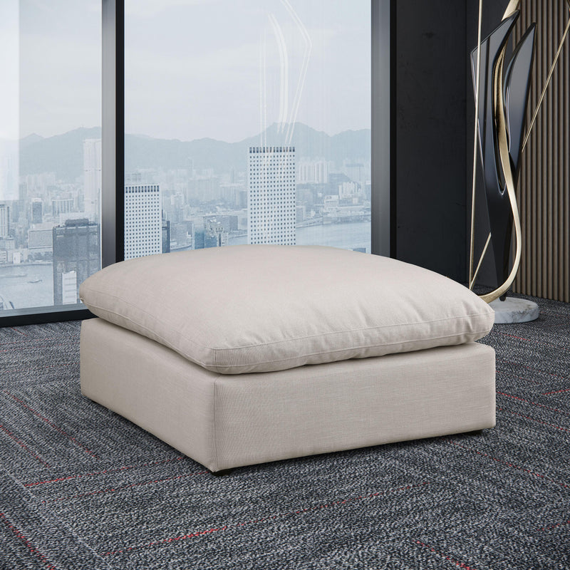 Meridian Comfy Beige Linen Textured Fabric Modular Ottoman IMAGE 2
