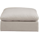 Meridian Comfy Beige Linen Textured Fabric Modular Ottoman IMAGE 3