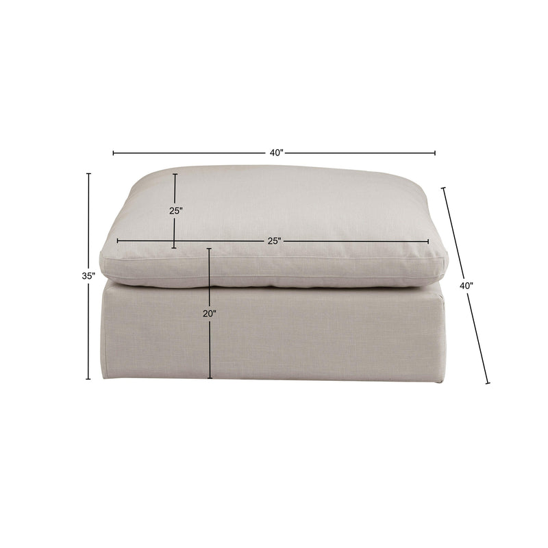 Meridian Comfy Beige Linen Textured Fabric Modular Ottoman IMAGE 5
