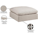 Meridian Comfy Beige Linen Textured Fabric Modular Ottoman IMAGE 6