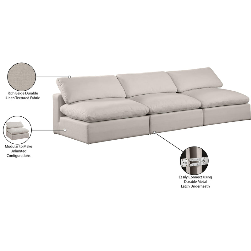 Meridian Comfy Beige Linen Textured Fabric Modular Sofa IMAGE 10