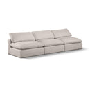 Meridian Comfy Beige Linen Textured Fabric Modular Sofa IMAGE 1