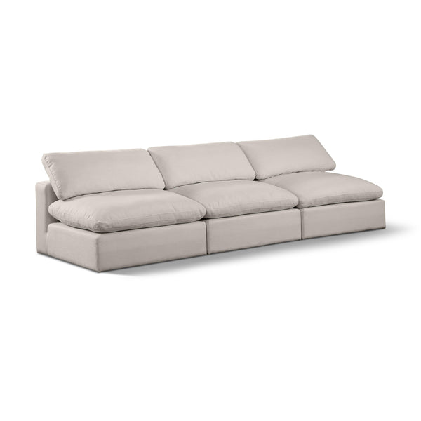 Meridian Comfy Beige Linen Textured Fabric Modular Sofa IMAGE 1