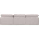 Meridian Comfy Beige Linen Textured Fabric Modular Sofa IMAGE 3