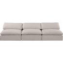 Meridian Comfy Beige Linen Textured Fabric Modular Sofa IMAGE 4