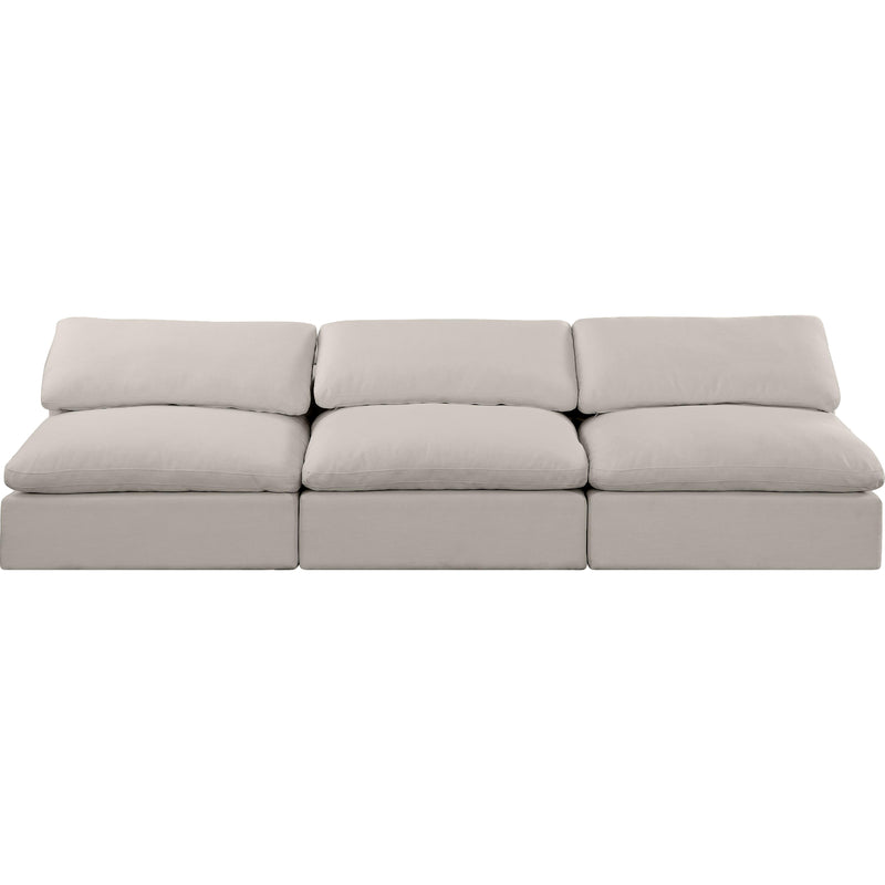Meridian Comfy Beige Linen Textured Fabric Modular Sofa IMAGE 4