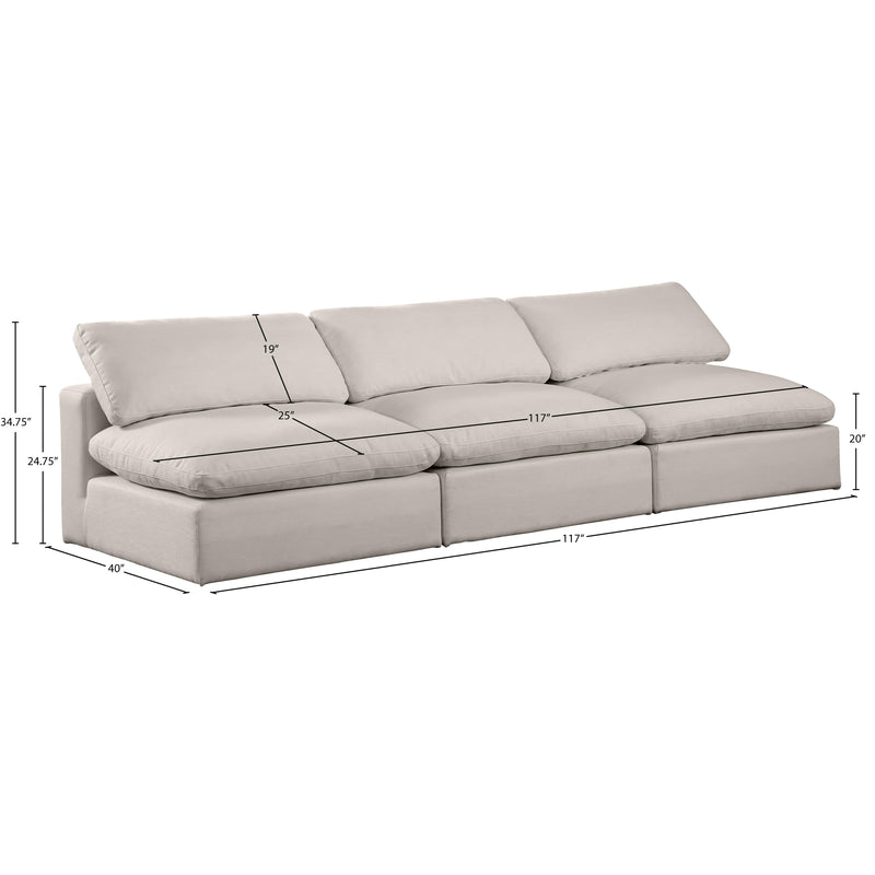 Meridian Comfy Beige Linen Textured Fabric Modular Sofa IMAGE 9