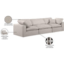 Meridian Comfy Beige Linen Textured Fabric Modular Sofa IMAGE 10